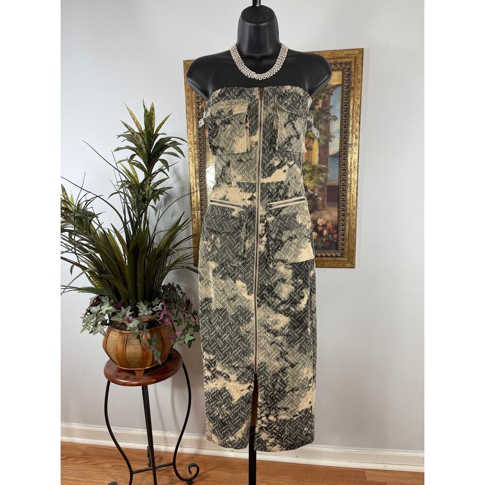 Fashion Nova Bodycon Dress Womens XS Multi Off‎ Shoulder Y2K Streetwear Edgy
